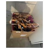 Box of Vintage Wood Clothes Hangers