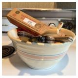 Stoneware Mixing Bowl, Knives & Miscellaneous