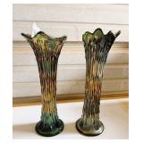 2 Carnival Glass Vases