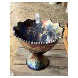 Carnival Glass Punch Bowl & Pedestal