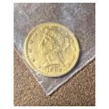 1882 $5 Liberty Head Gold Coin