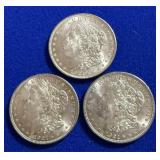 3 Very Nice 1921 Morgan Silver Dollars