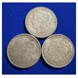 Three 1921 Morgan Silver Dollars