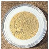 1909 $5 Indian Gold Coin