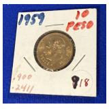 1959 Mexican 10 Pesos Gold Coin
