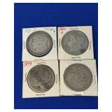 Four Morgan Silver Dollars