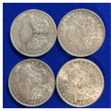 Four 1921 Morgan Silver Dollars