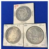 Three 1890 Morgan Silver Dollars