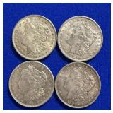 Four 1921 Morgan Silver Dollars