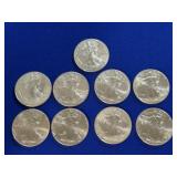 Nine 2012 UNC ASE $1 Coins