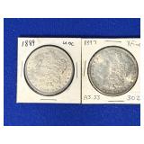 Two Morgan Silver Dollars