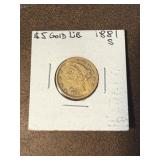1881-S $5 Liberty Head Gold Coin