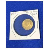 1955 Mexican Cinco Pesos Gold Coin