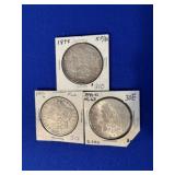 Three Morgan Silver Dollars