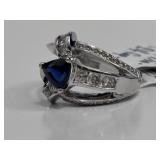 14K White Gold Sapphire & Diamond Ring