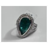 Platinum Brazilian Emerald & Diamond Ring