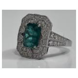 Platinum 3.59CT Emerald & Diamond Ring