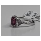 14K White Gold Tourmaline Diamond Ring
