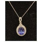 Platinum Tanzanite & Diamond Pendant Necklace