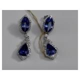 Platinum Tanzanite & Diamond Drop Earrings