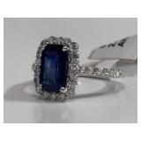 Platinum Sapphire & Diamond Halo Ring