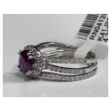 14K Kashmir Sapphire & Diamond Ring