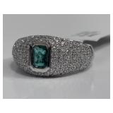 18K Gold Emerald & Diamond Ring