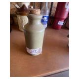 Green Stoneware Corked Bottle