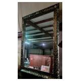 Ornate Black & Silver Beveled Mirror