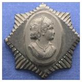 Large Black Portrait Cameo Style Brooch