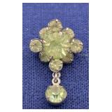 Vintage Green Austrian Crystal Pin