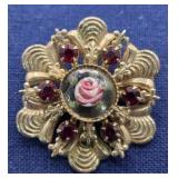 Beautiful Antique Rose Portrait Brooch
