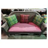 Vinyl Wicker Love Seat & Cushions