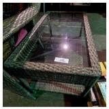 Vinyl Wicker Glass Top Table