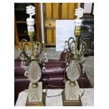 Antique Pair of Crystal Lamps