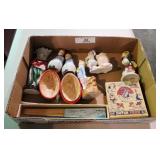 Box of China & Bisque Collectibles