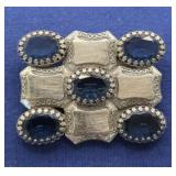 Vintage Orange Blue Glass Brooch