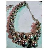 Large Silver Tone Bubble Necklace