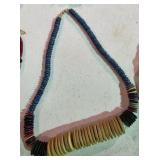 Wooden Disk Statement Necklace