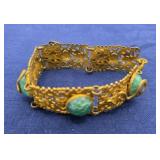 Estate Green Stone Antique Snake Bracelet