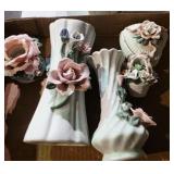 Trinket Box & Vases with Applied Flowers