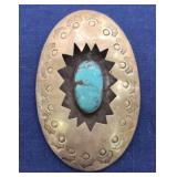 Large Native American Turquoise & Sterling Pendant