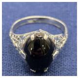 Vintage Filigree Onyx Ring