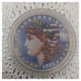 1921 Painted Morgan Silver Dollar