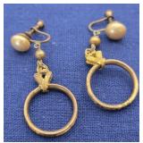 Antique Ornate Estate Button Pearl Earrings