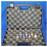 8 Vintage Glass Marbles w/ Storage Case