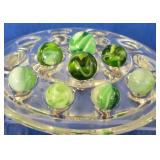8 Green & White Swirl Marbles