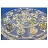 8 Rainbow Latticinio Swirl Marbles