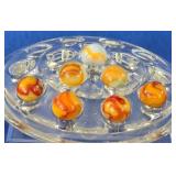 7 Yellow, Orange & White Swirl Marbles