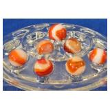 Lot of 7 Red & White Swirl Marbles